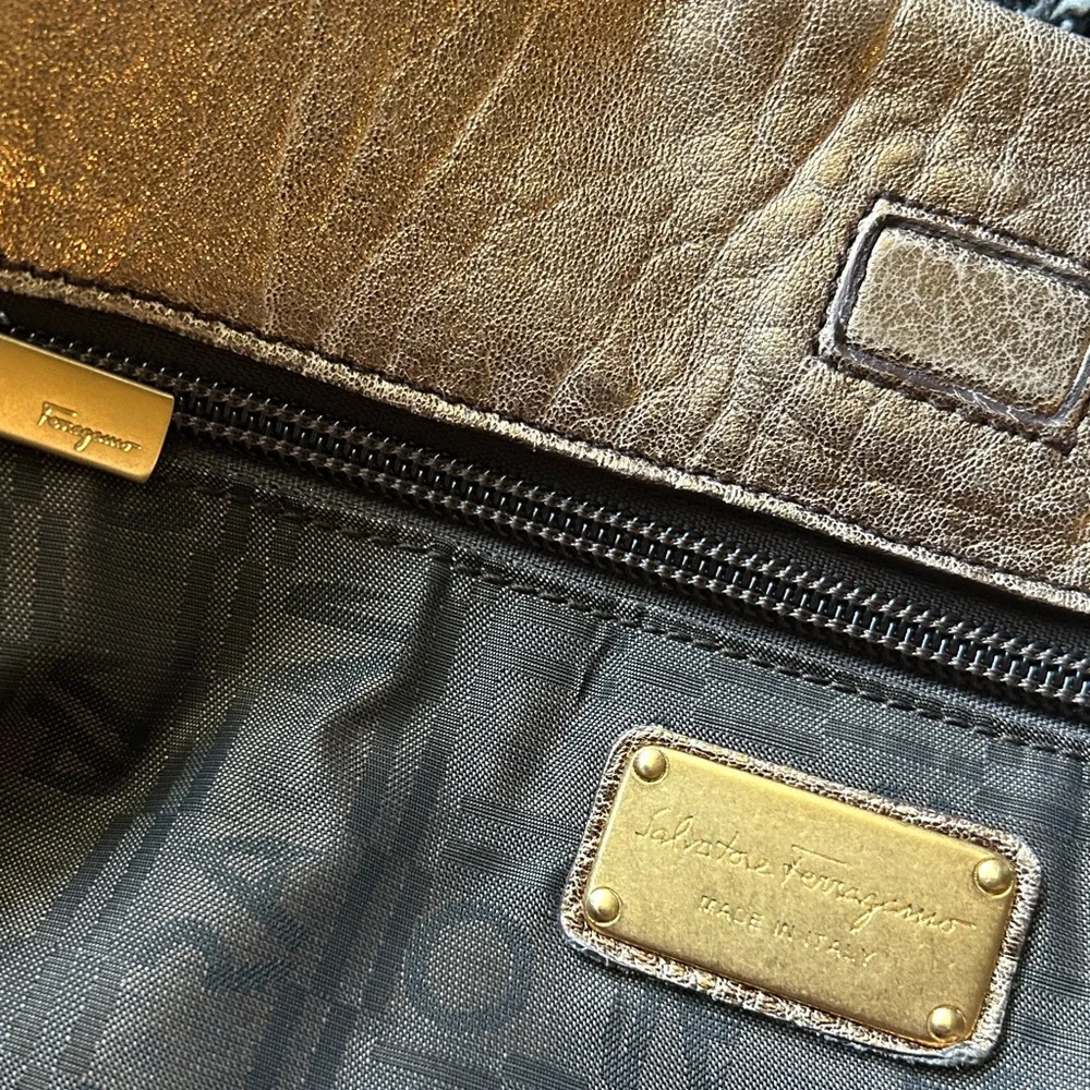 208. Salvatore Ferragamo Metallic Gold/Bronze Shoulder Bag - Picture 5 of 11